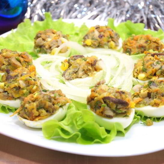 Рецепт яйца фаршированные грибами