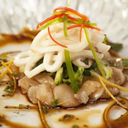 Рецепт карпаччо из гребешка с кальмаром