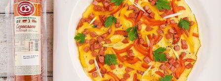 омлет с колбасой и сладким перцем. Шаг 5