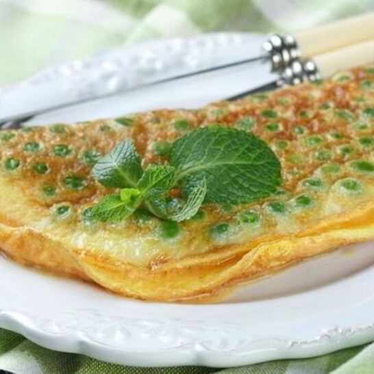 Рецепт омлет с мятой и зеленым горошком