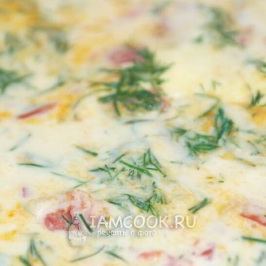 Рецепт омлет с помидорами, луком и укропом