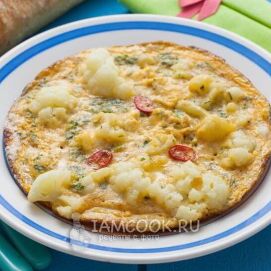 Рецепт омлет с цветной капустой на сковороде