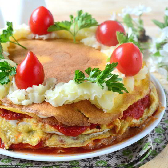 Рецепт слоеный омлет на завтрак