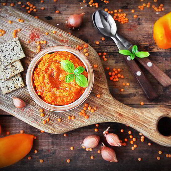 Рецепт паштет из чечевицы с печеным перцем