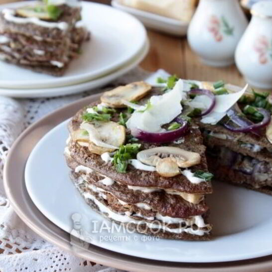 Рецепт печеночный торт с грибами