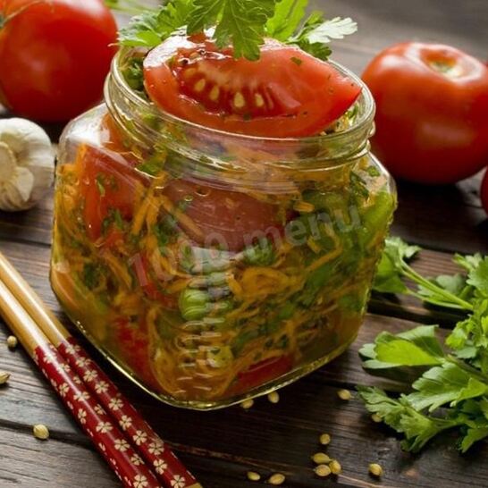 Рецепт помидоры с морковью по-корейски на зиму