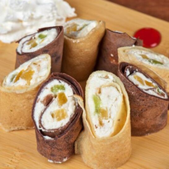 Рецепт блинные роллы с мармеладом