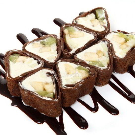 Рецепт шоколадные роллы с яблоками и апельсинами