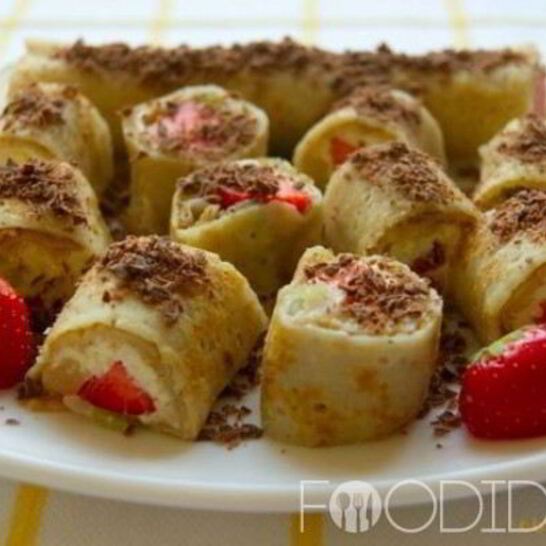 Рецепт сладкие роллы из блинов