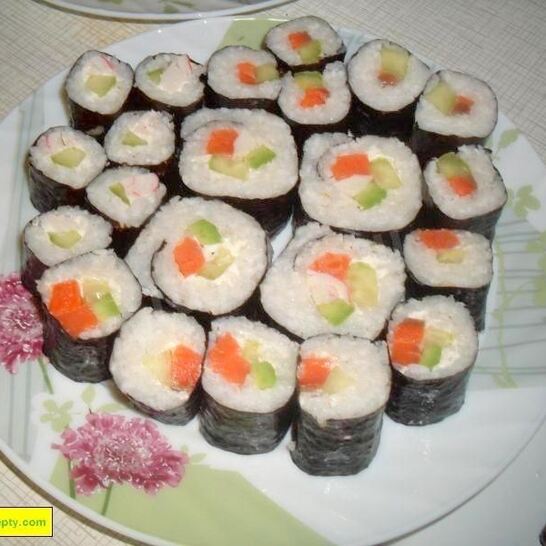 Рецепт суши роллы ассорти с авакадо крабовыми палочками и семгой
