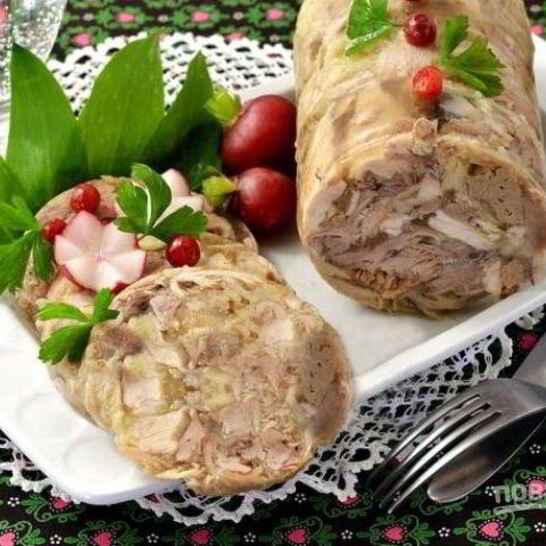 Рецепт куриный рулет в бутылке с желатином