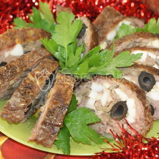 Рецепт мясной рулет с грибами