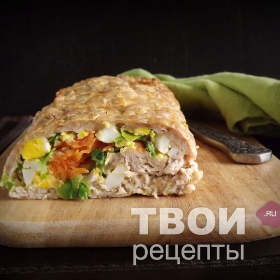 Рецепт мясной рулет с яйцом и морковью