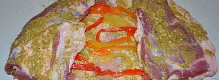 рулет из брюшины со сладким перцем. Шаг 5