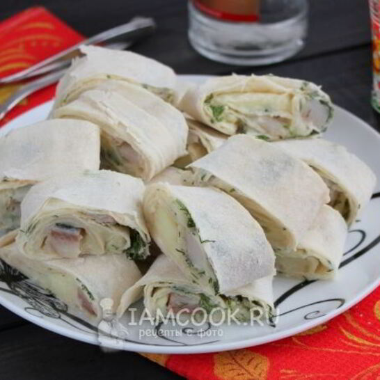 Рецепт рулет из лаваша с селедкой