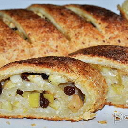 Рецепт рулет с яблоками из творожного теста