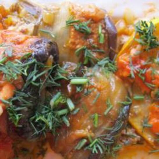 Рецепт рулетики из баклажанов с отварной телятиной