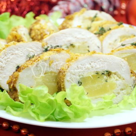 Рецепт рулетики из куриного филе с начинкой
