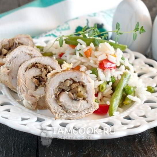 Рецепт свиные рулетики с грибами