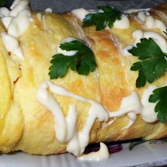Рецепт сырно-яичный рулет с мясным фаршем