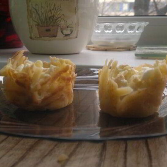 Рецепт сырные корзиночки с салатом из мяса криля