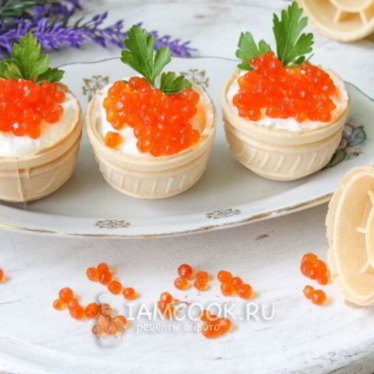 Рецепт тарталетки с икрой и творожным сыром