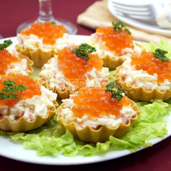 Рецепт тарталетки с крабовыми палочками