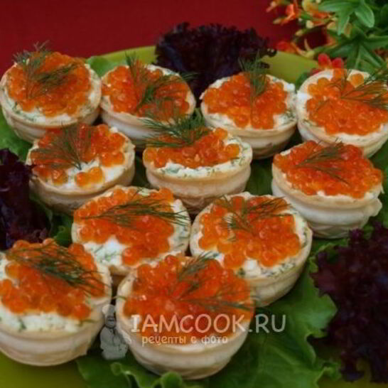 Рецепт тарталетки с красной икрой