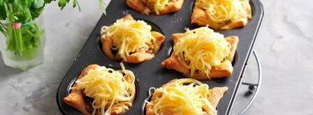 тарталетки с курицей, грибами и сыром. Шаг 10