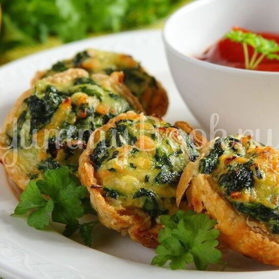 Рецепт тарталетки с лососем и шпинатом