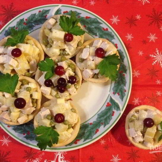 Рецепт тарталетки с начинкой из курицы с ананасом