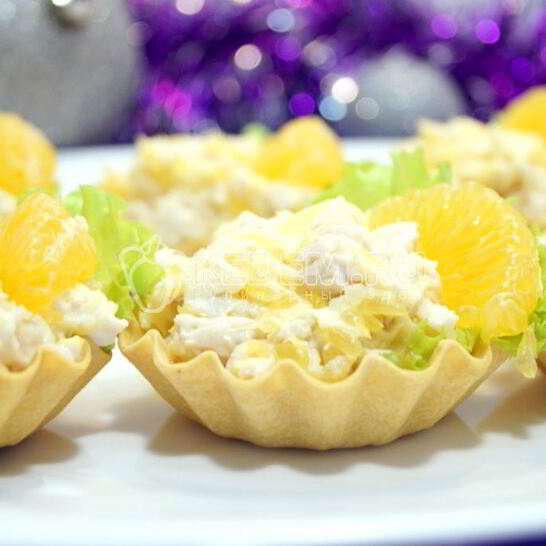 Рецепт тарталетки с салатом мандариновый рай