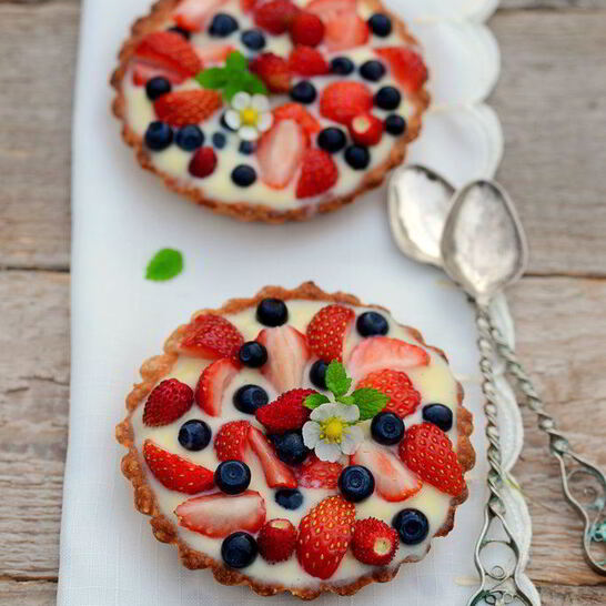 Рецепт тарталетки с заварным кремом и клубникой