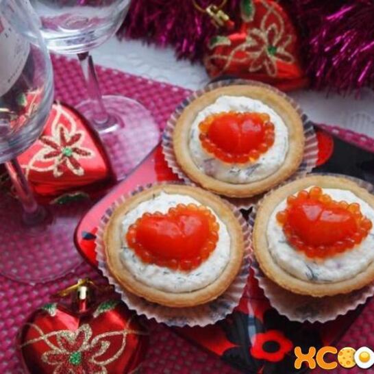 Рецепт закуска в тарталетках с несладкой начинкой для влюбленных
