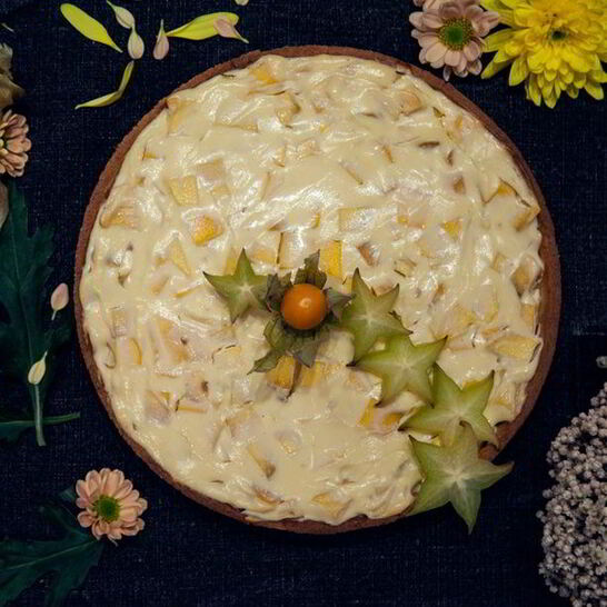 Рецепт нежный творожный тарт с манго