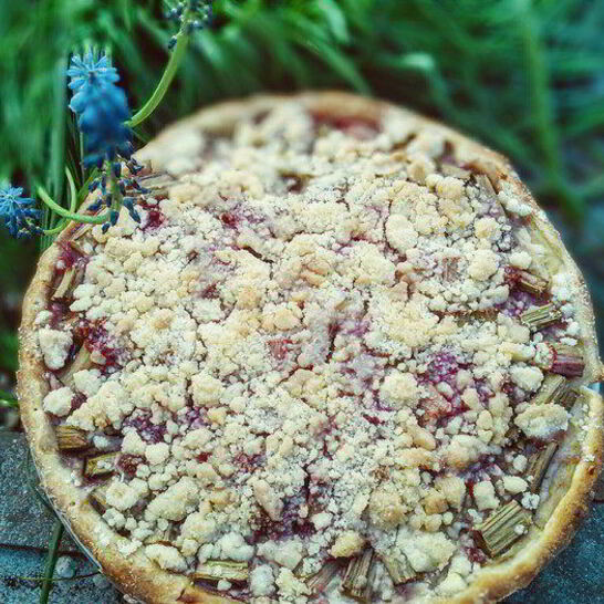 Рецепт ревеневый тарт с ванильным пудингом и штройзелем