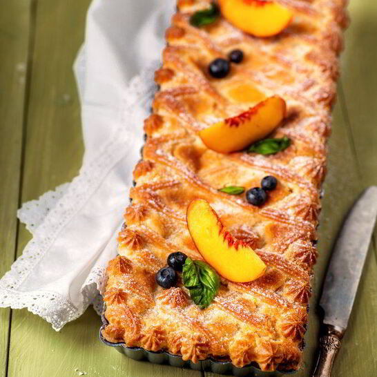 Рецепт тарт с персиками и заварным кремом