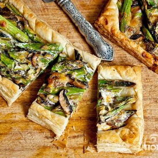 Рецепт тарт со спаржей, грибами и сыром