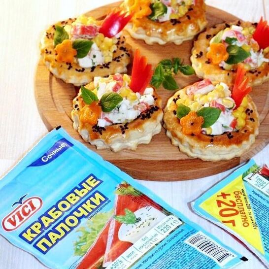 Рецепт волованы с салатом из крабовых палочек